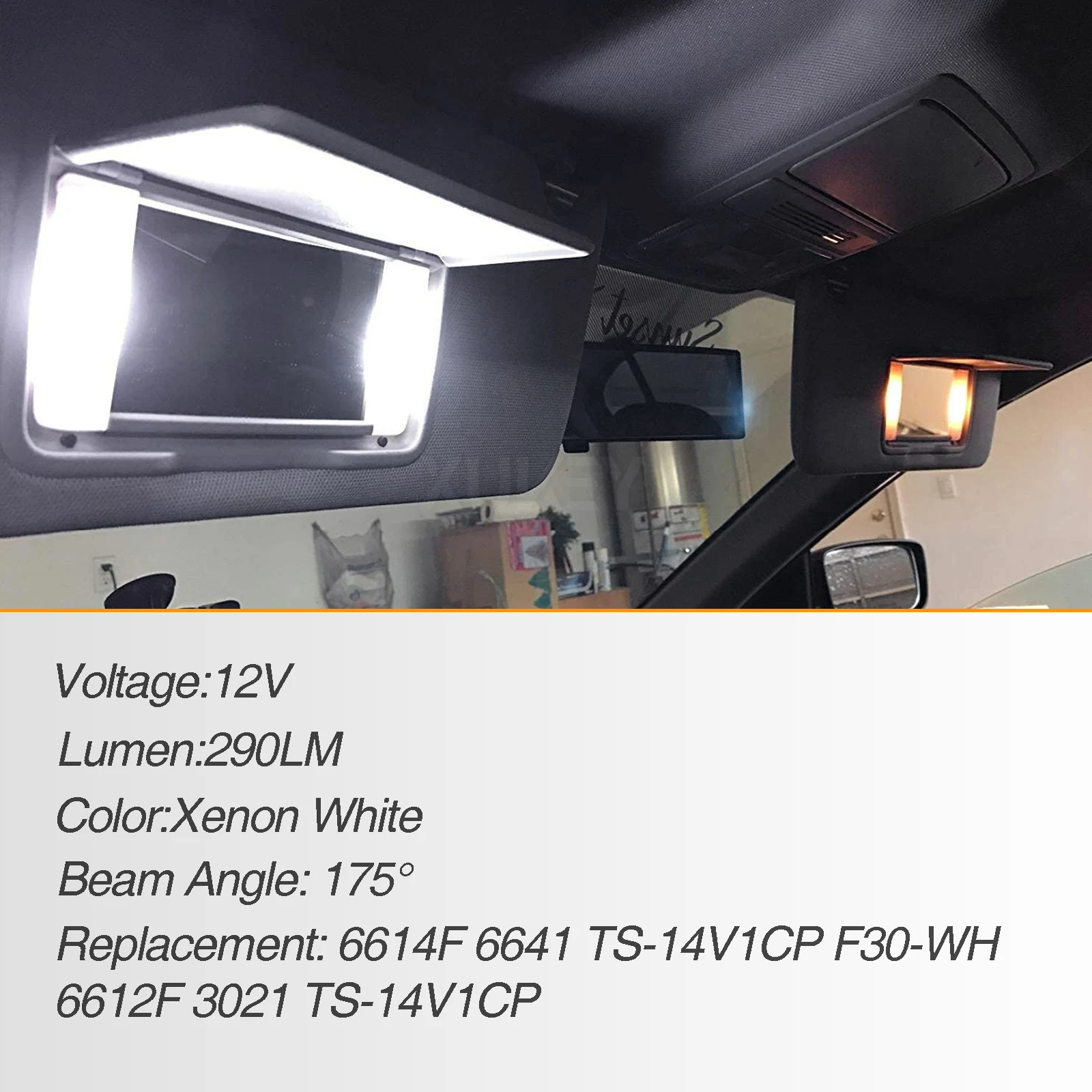 Apktnka 4x 28mm 29mm 6614F LED Light Bulbs Car Interior Vanity Mirror Lights Sun Visor Map Lighting Lamps 6615F 6612F 3021 3022