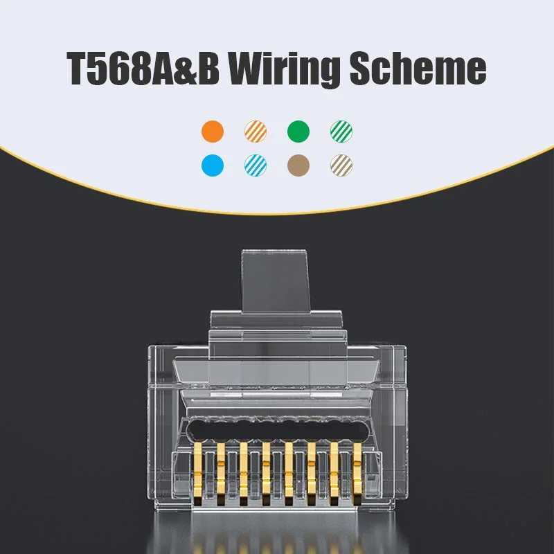 ZoeRax RJ45 CAT6 Pass Through Connectors 1.1mm hole Gold Plated 8P8C Modular Ethernet Network Cable Plug End for Cat6 Cat5e