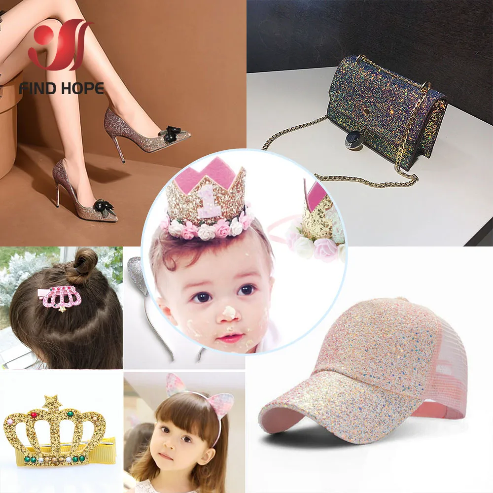 A4 Sequin Chunky Glitter Vinyl PU Faux Leather Sewing Fabric Shiny Iridescent Bow Craft DIY Earring Handmade Patchwork Material
