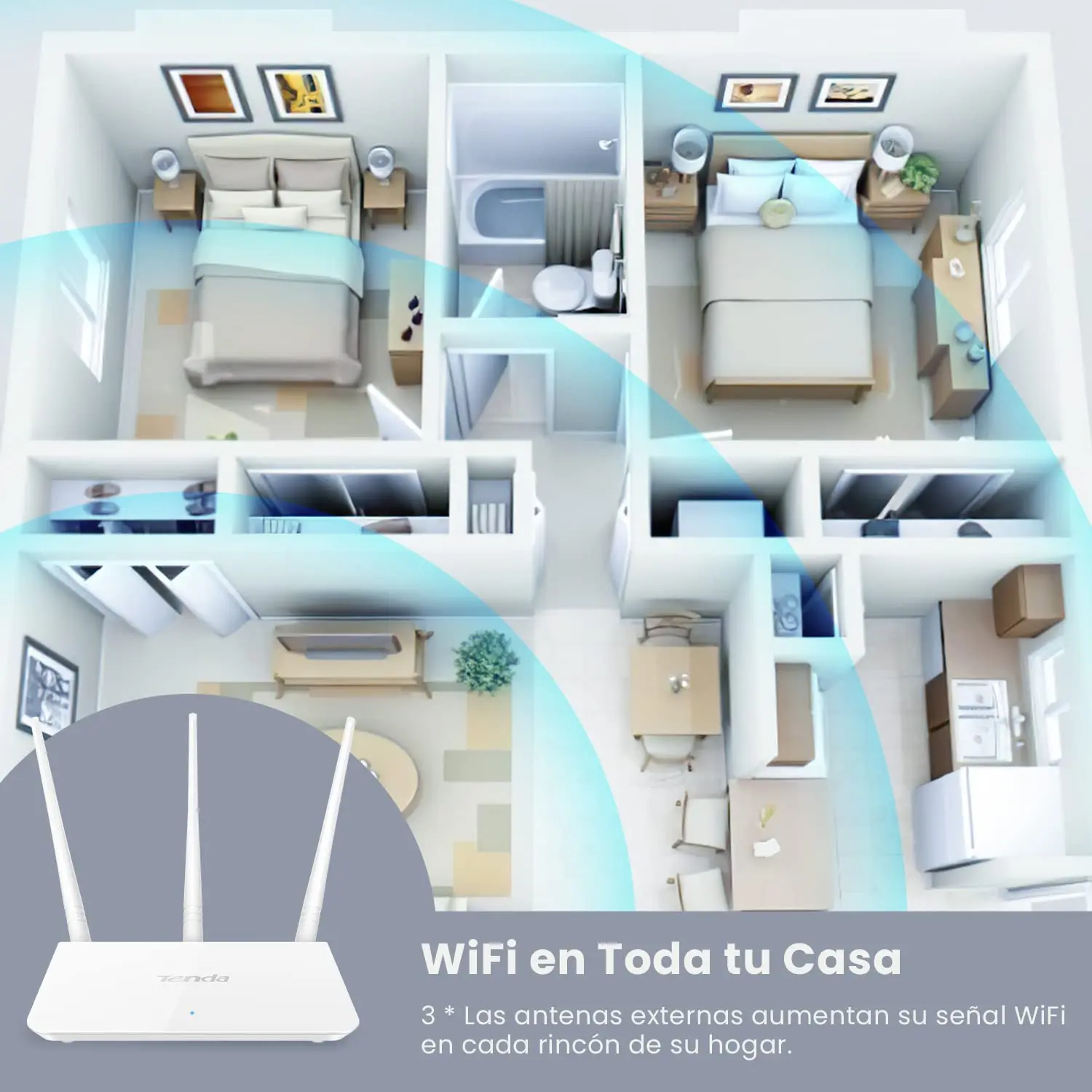 Tenda F3 N300 Wireless Wi-Fi Router with High Power 5dBi Antennas 300Mbps External English System Routers