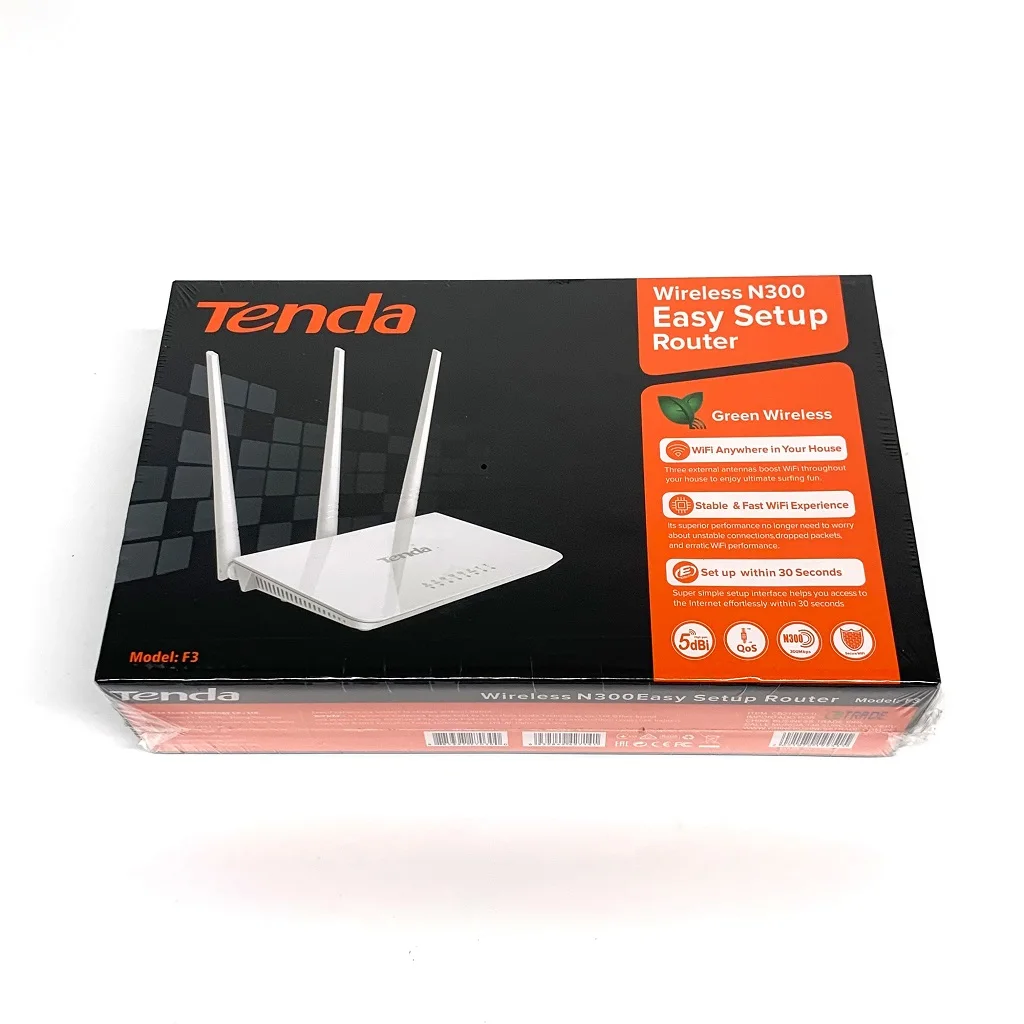 Tenda F3 N300 Wireless Wi-Fi Router with High Power 5dBi Antennas 300Mbps External English System Routers