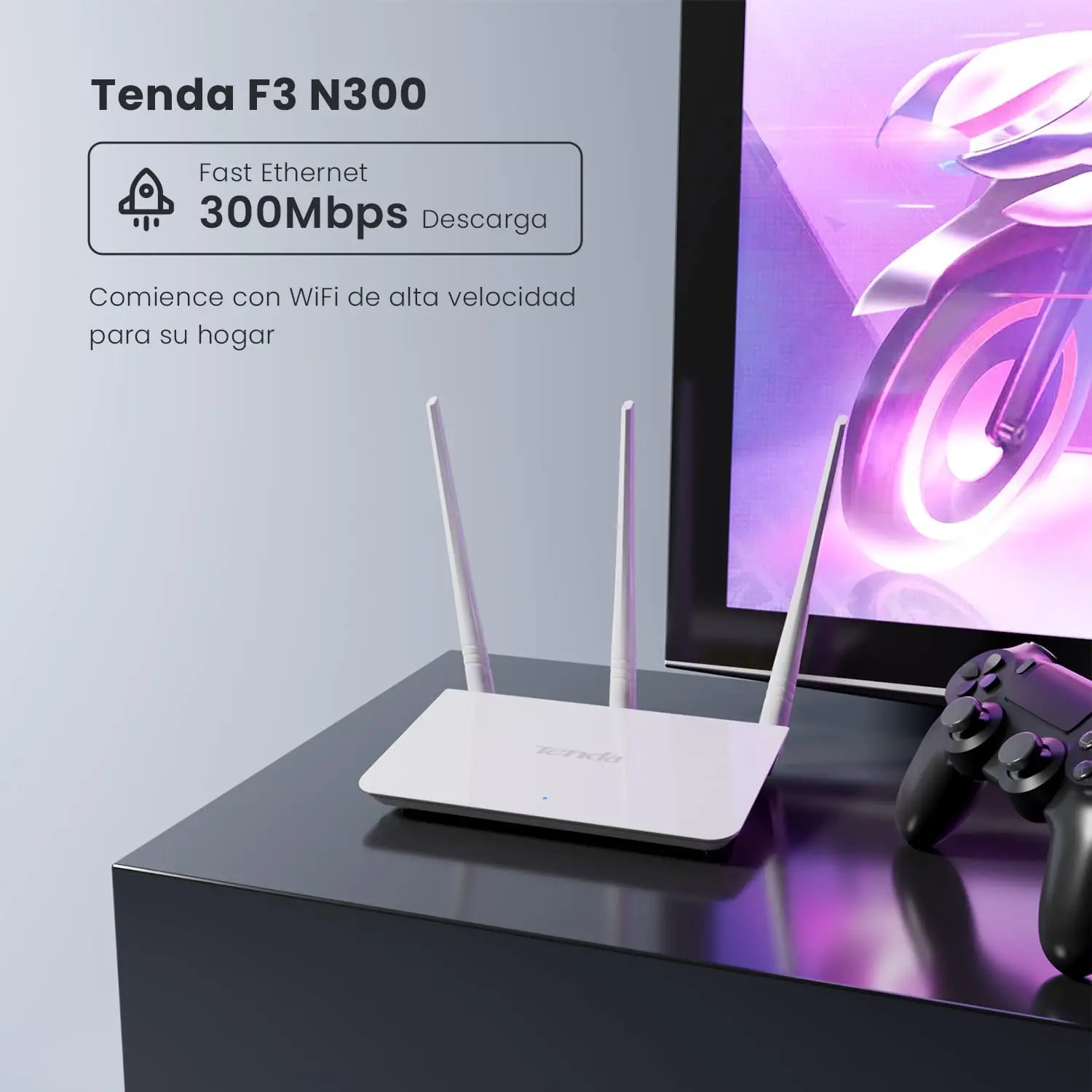 Tenda F3 N300 Wireless Wi-Fi Router with High Power 5dBi Antennas 300Mbps External English System Routers