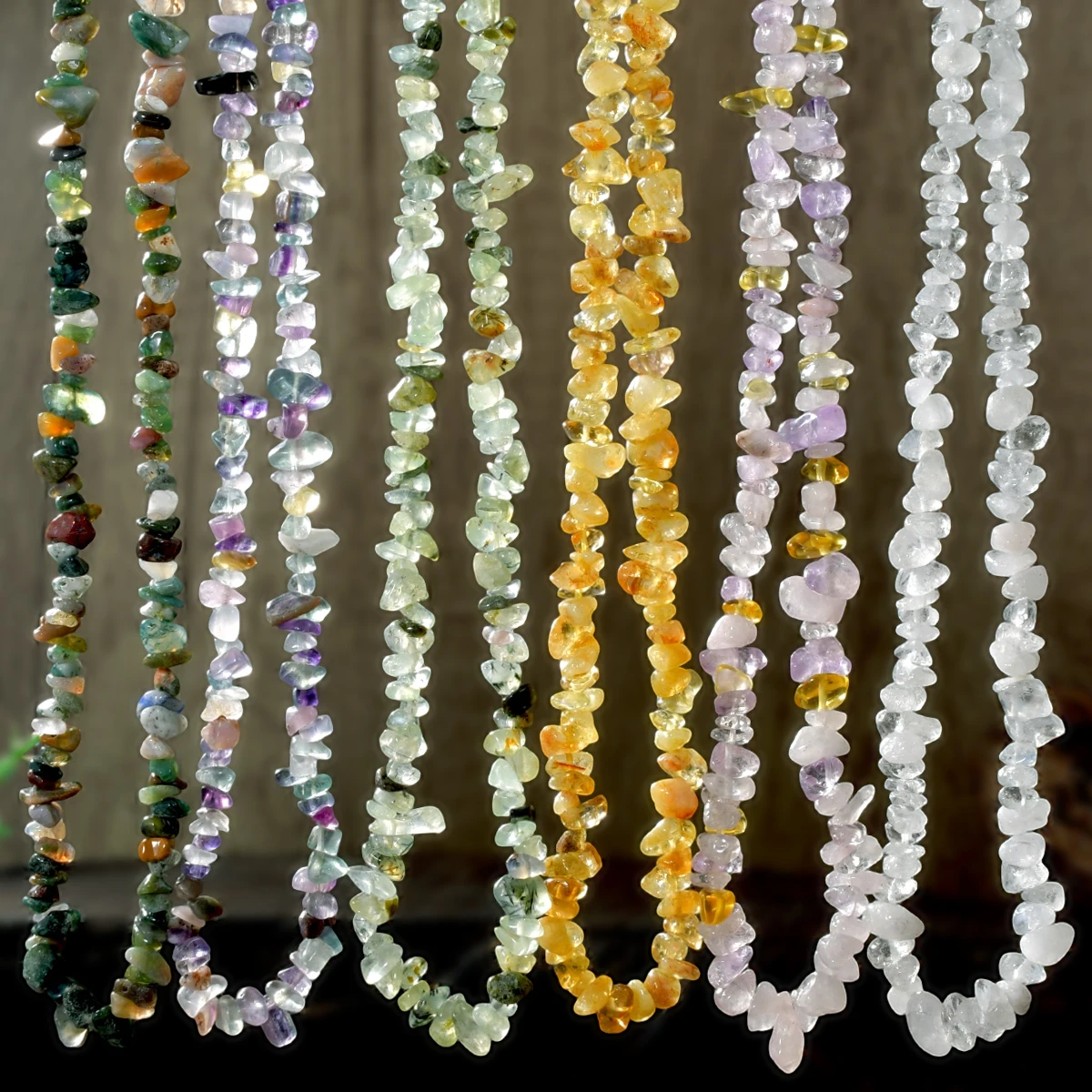 Natural Irregular Stone Crystal Necklace Bohemian Spring/Summer Beach Style
