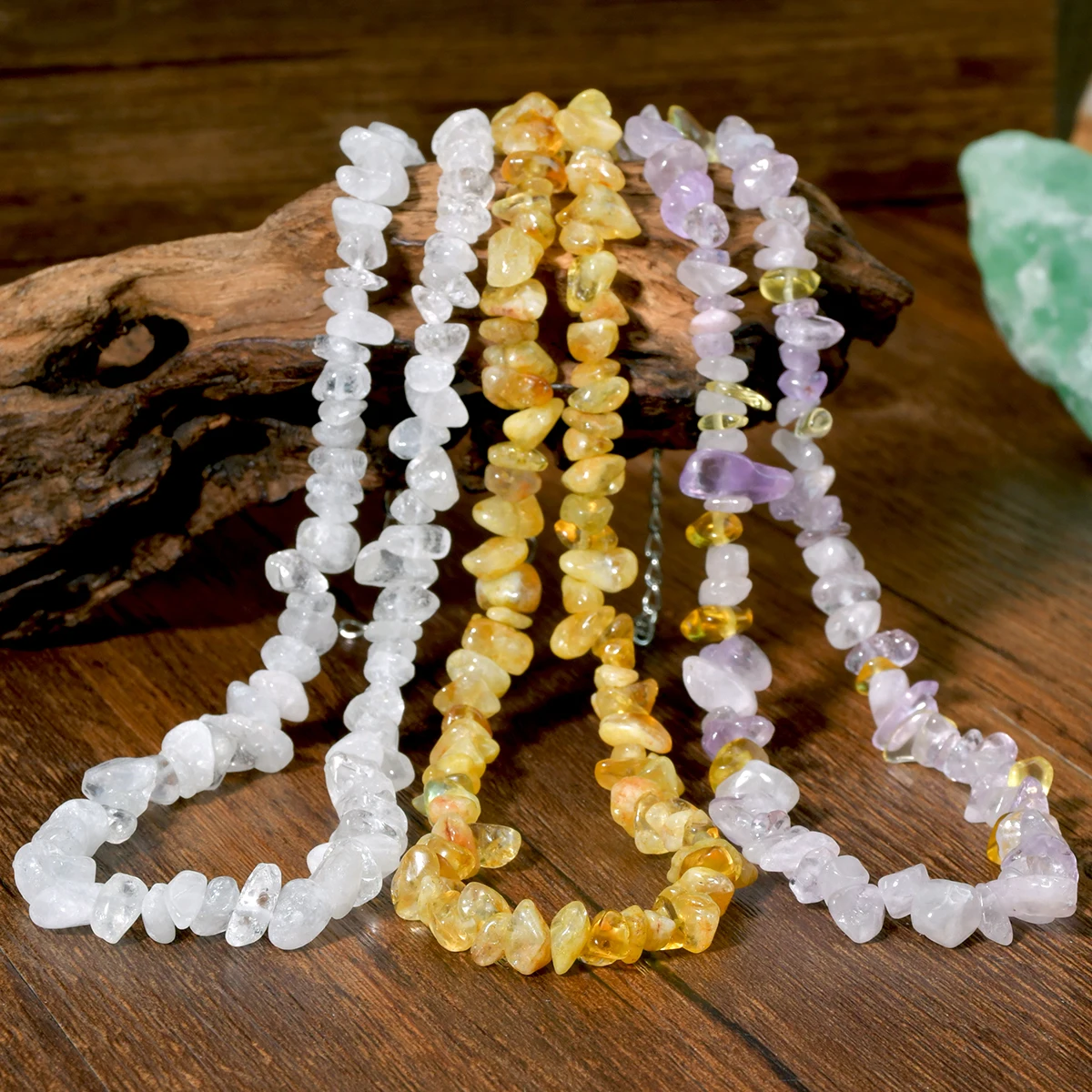 Natural Irregular Stone Crystal Necklace Bohemian Spring/Summer Beach Style