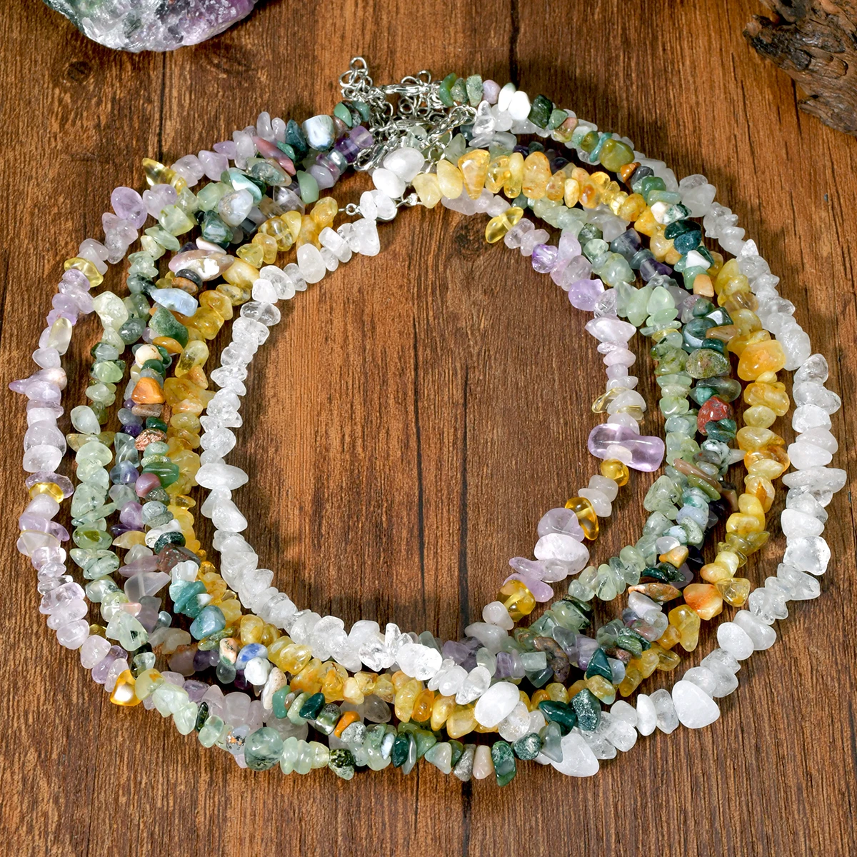 Natural Irregular Stone Crystal Necklace Bohemian Spring/Summer Beach Style