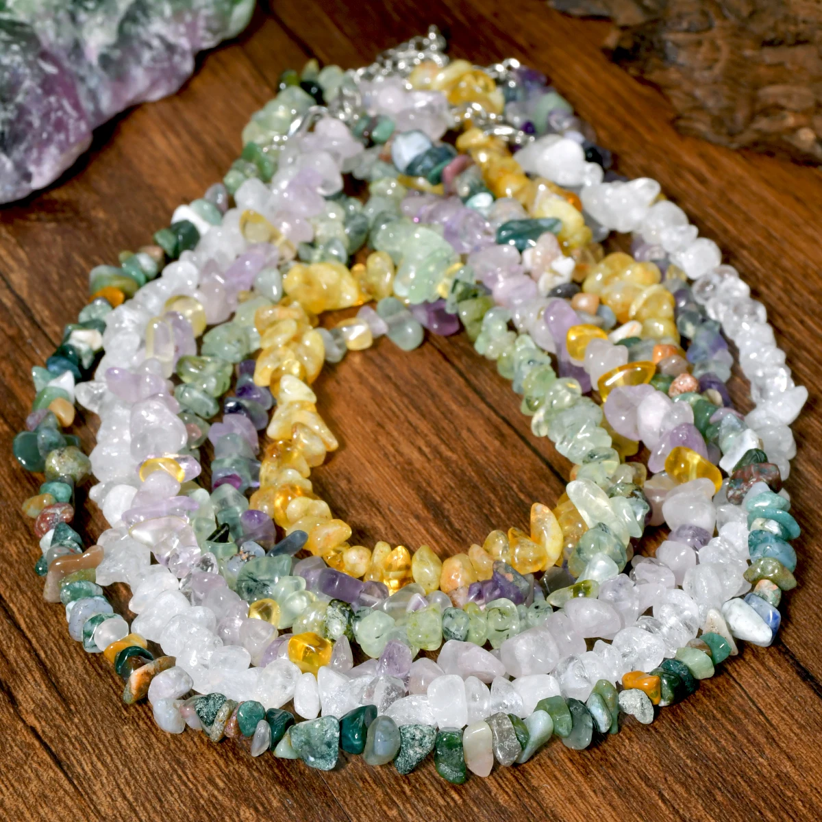 Natural Irregular Stone Crystal Necklace Bohemian Spring/Summer Beach Style