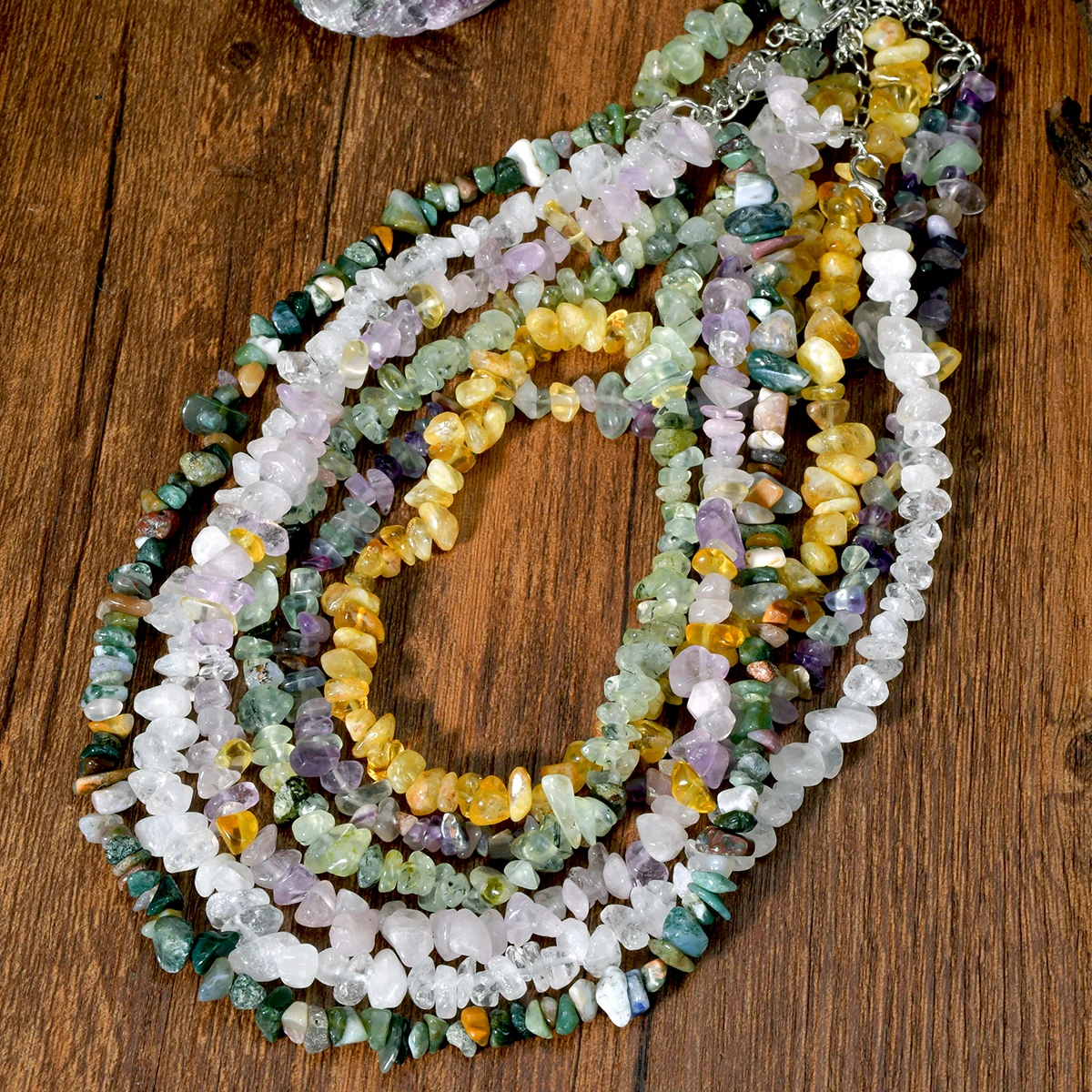 Natural Irregular Stone Crystal Necklace Bohemian Spring/Summer Beach Style