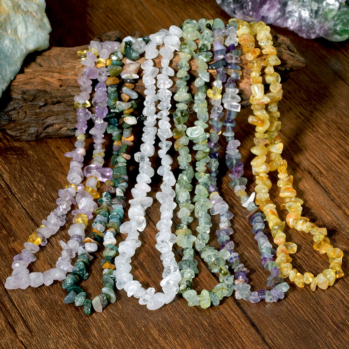 Natural Irregular Stone Crystal Necklace Bohemian Spring/Summer Beach Style