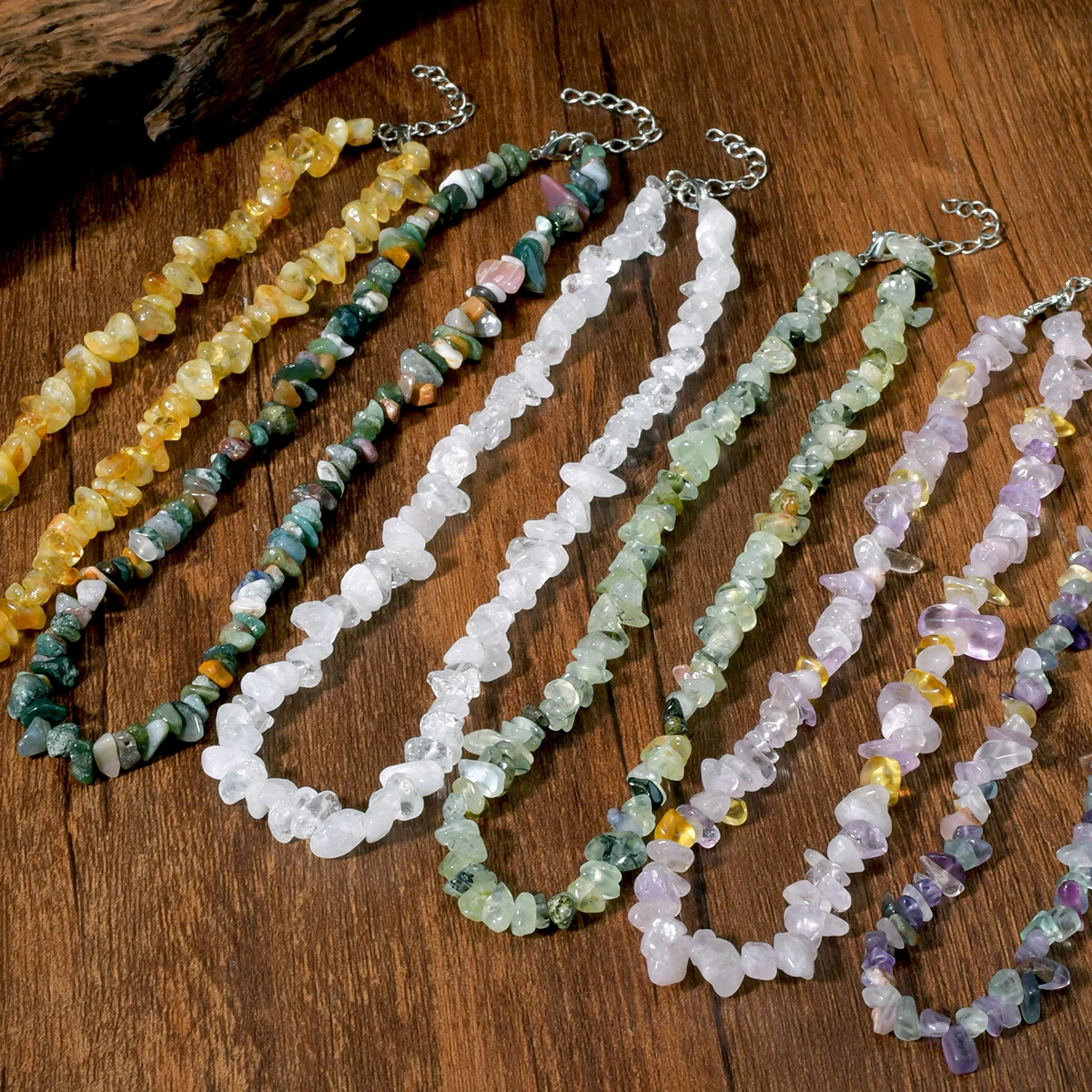 Natural Irregular Stone Crystal Necklace Bohemian Spring/Summer Beach Style