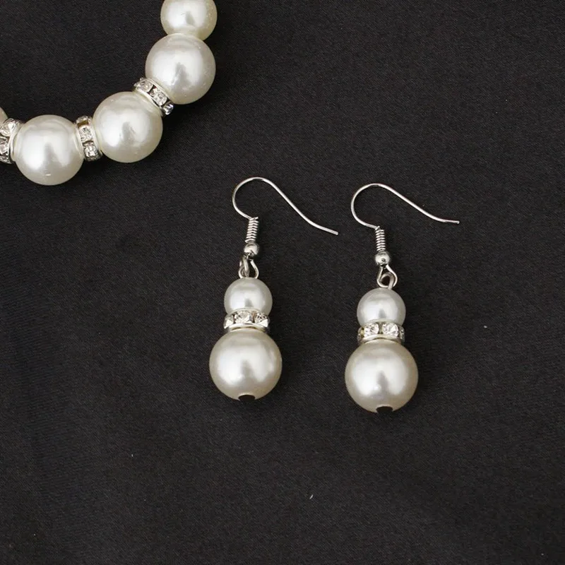 Wedding Engagement Women Simulated Pearls Jewelry Set Necklace / Earrings / Bracelets Fashion Jewelry For Lady Party Gift