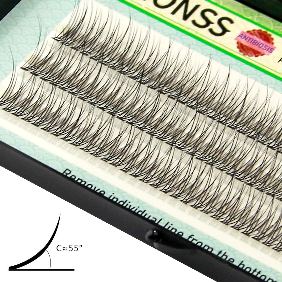 IGUIONSS 3 Rows 123 Bundles Natural Fan Eyelashes Single Cluster Self-Grafting Fishtail Mink Eyelash Long Lasting Natural C Curl