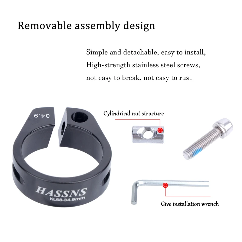 HASSNS Bicycle Seatpost Clamp Saddle Blocking Bike Seat Clip 31.8/34.9MM Post Collar Closure for Dropper 27.2/28.6/31.6MM MTB