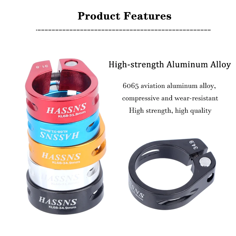 HASSNS Bicycle Seatpost Clamp Saddle Blocking Bike Seat Clip 31.8/34.9MM Post Collar Closure for Dropper 27.2/28.6/31.6MM MTB