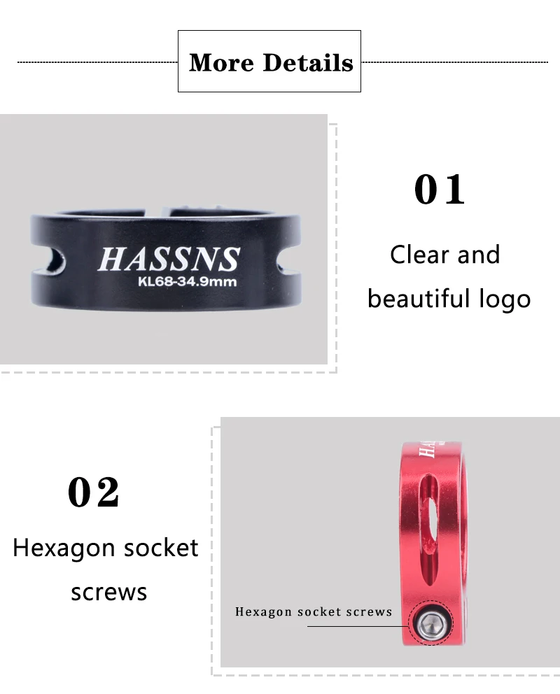 HASSNS Bicycle Seatpost Clamp Saddle Blocking Bike Seat Clip 31.8/34.9MM Post Collar Closure for Dropper 27.2/28.6/31.6MM MTB