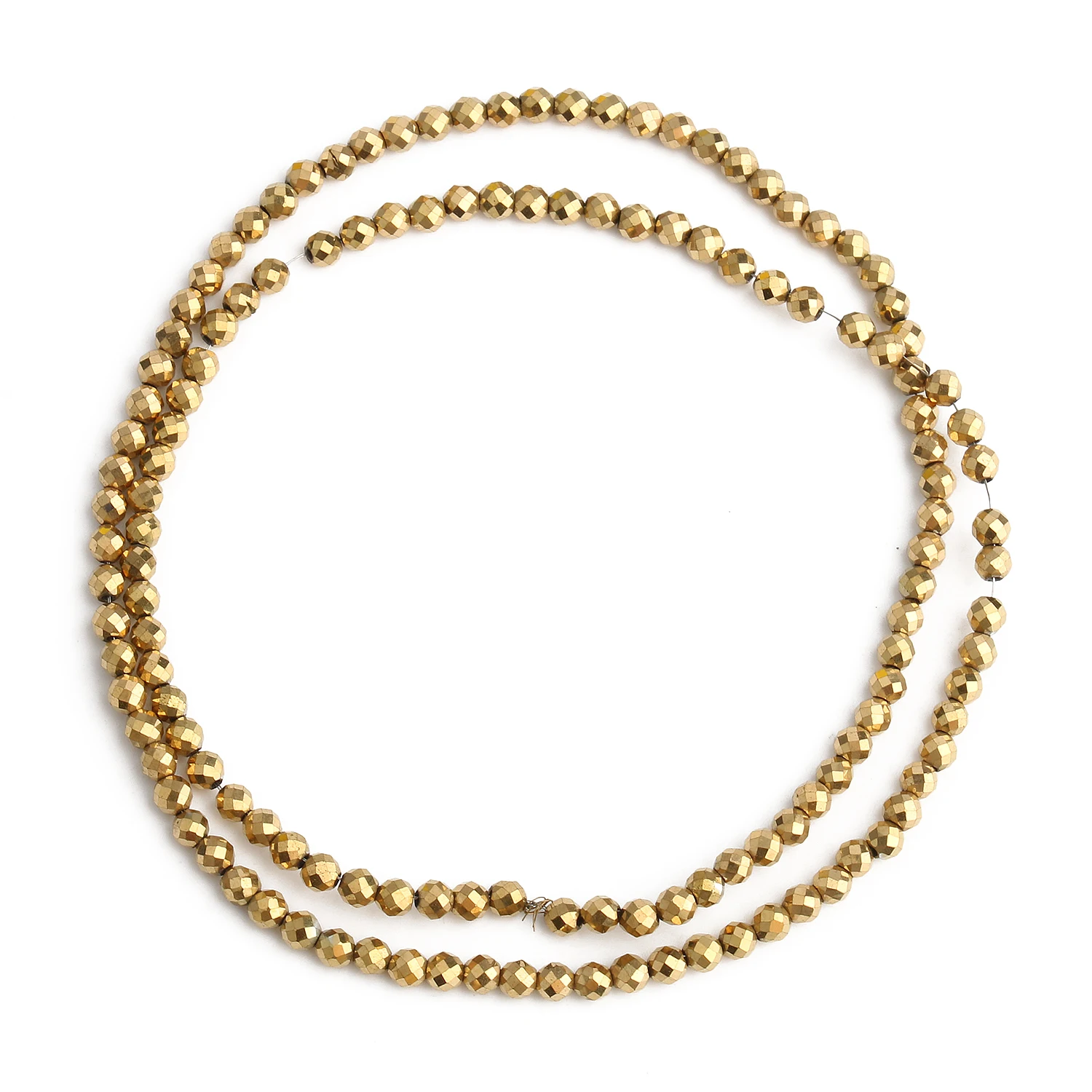 Color Retention Gold Plated Natural Hematite Beads Faceted Round Loose Rondelle Beads For Jewelry Making DIY Bracelet 2/3/4mm