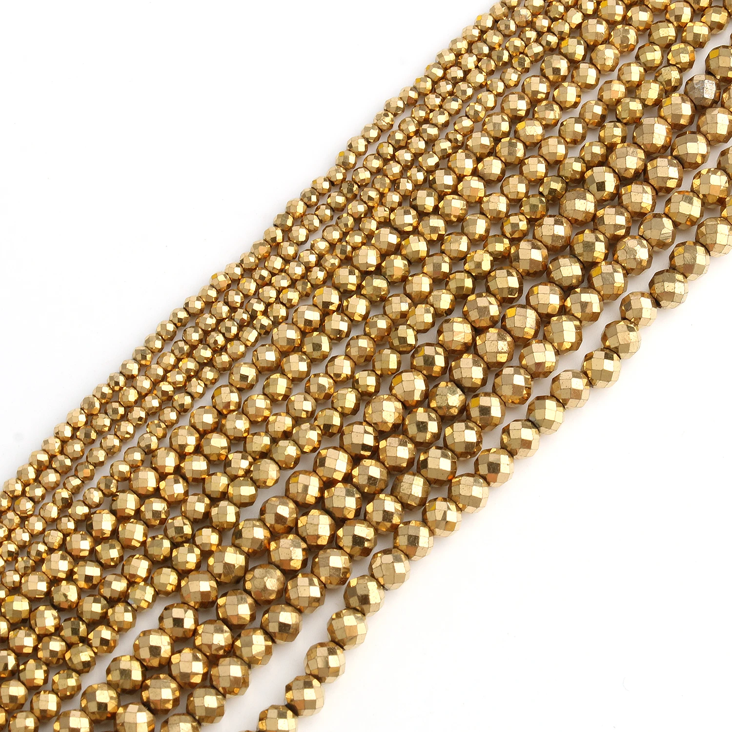 Color Retention Gold Plated Natural Hematite Beads Faceted Round Loose Rondelle Beads For Jewelry Making DIY Bracelet 2/3/4mm