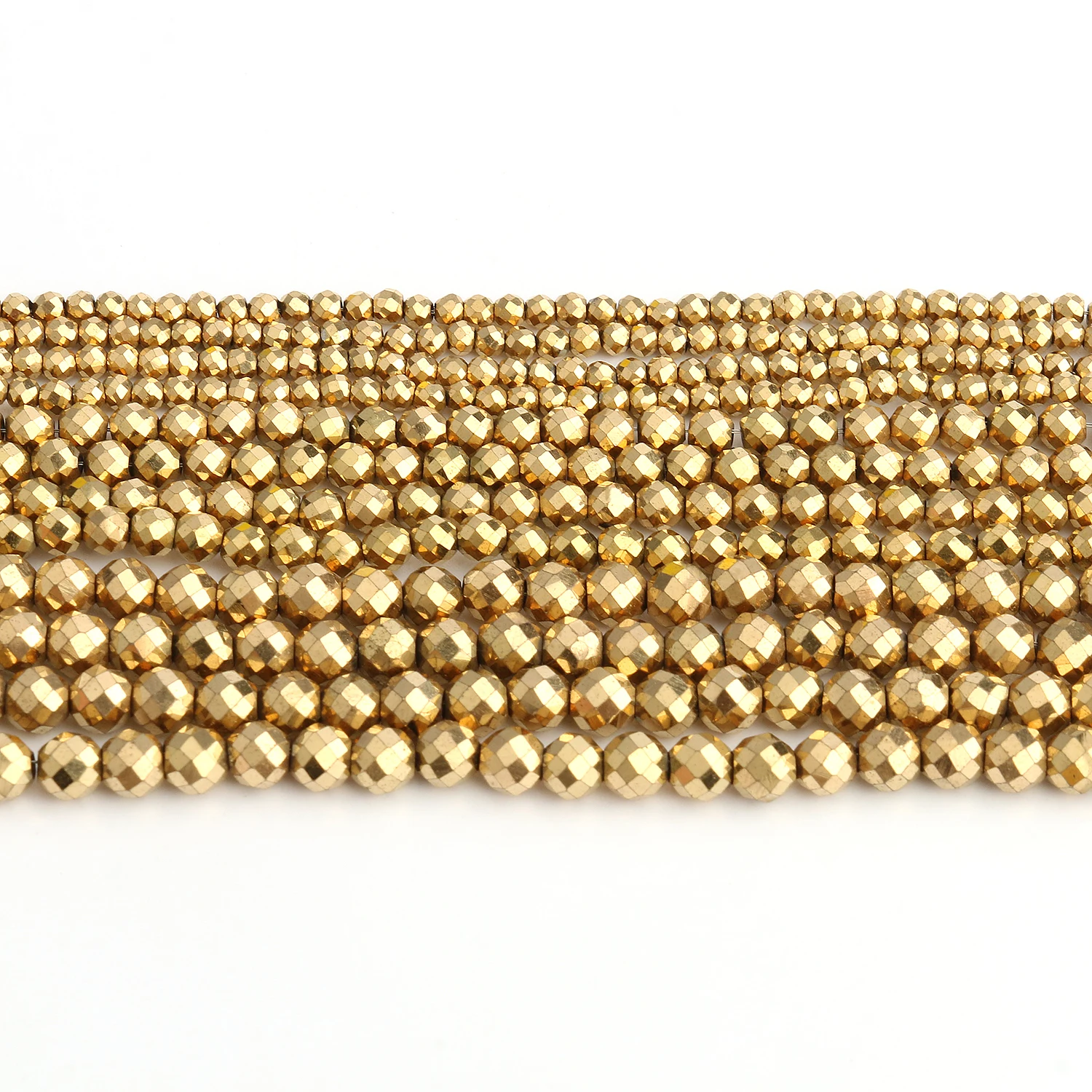 Color Retention Gold Plated Natural Hematite Beads Faceted Round Loose Rondelle Beads For Jewelry Making DIY Bracelet 2/3/4mm