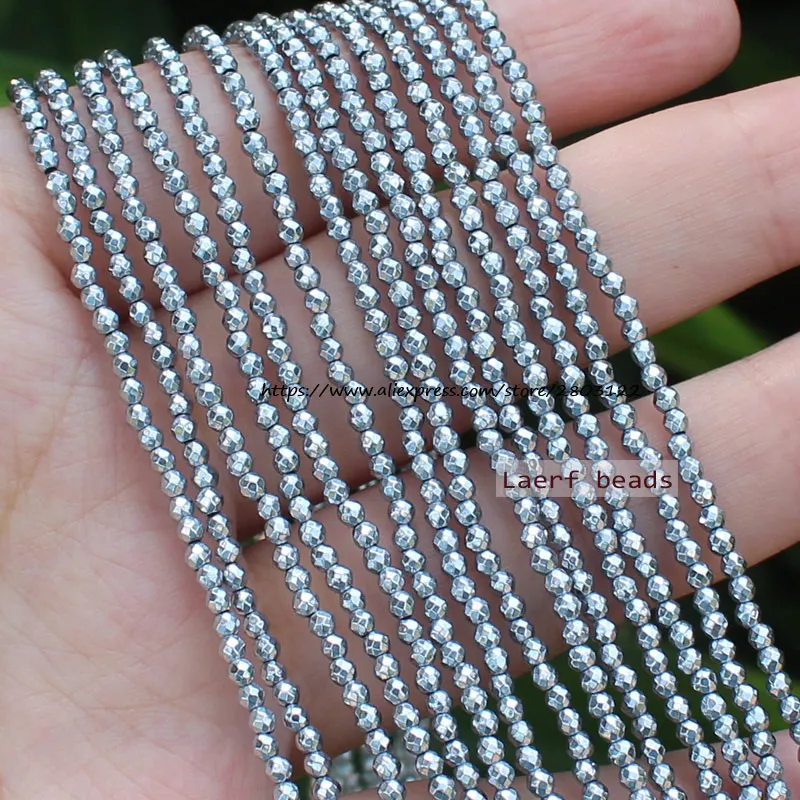 Faceted Natural Hematite Silver Color 2-12mm Round Loose beads,For DIY Jewelry Making !We provide mixed wholesale for all items!