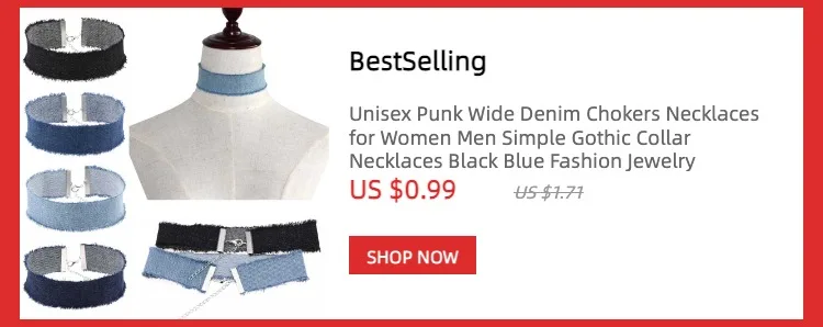 Unisex Punk Wide Denim Chokers Necklaces for Women Men Simple Gothic Collar Necklaces Black Blue Fashion Jewelry Wholesale Gift