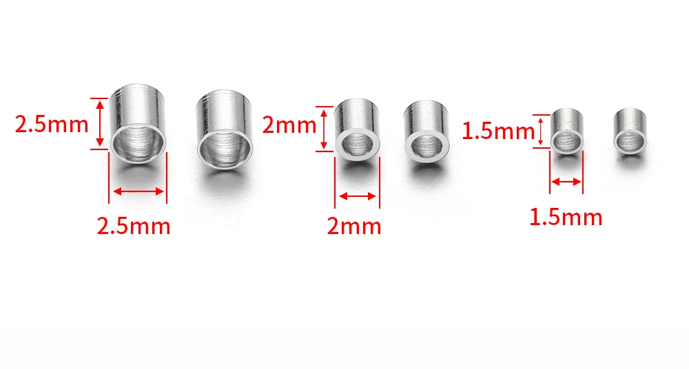 150pcs Stainless Steel Tube Crimp End Beads Clip Gold Color Foldover Stopper Spacer Bead for DIY Jewelry Making Bulk Wholesale