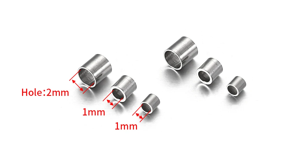 150pcs Stainless Steel Tube Crimp End Beads Clip Gold Color Foldover Stopper Spacer Bead for DIY Jewelry Making Bulk Wholesale