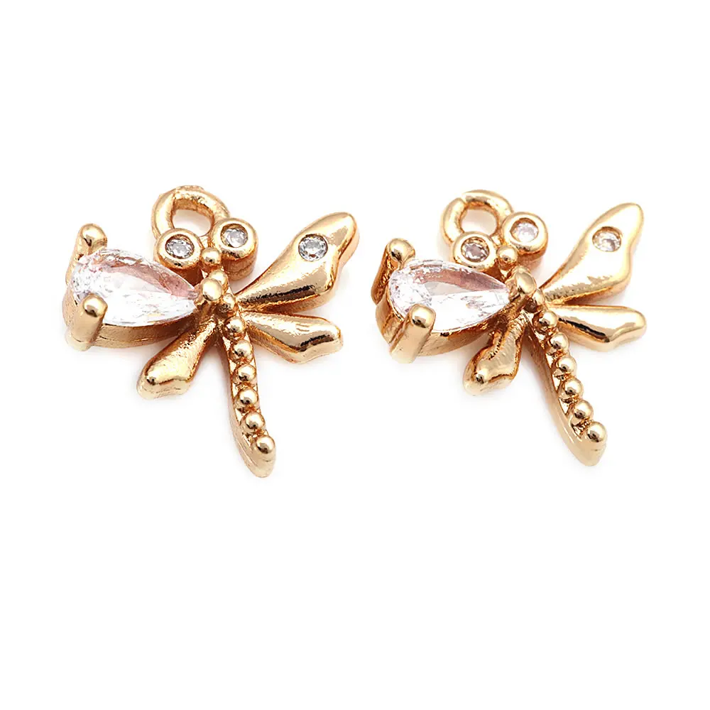 18K Gold Color Brass Dragonfly Charms Pendants High Quality Diy Jewelry Making Supplies Necklace Earrings Accessories for Women