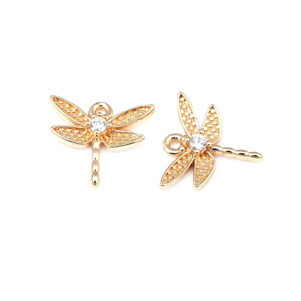 18K Gold Color Brass Dragonfly Charms Pendants High Quality Diy Jewelry Making Supplies Necklace Earrings Accessories for Women