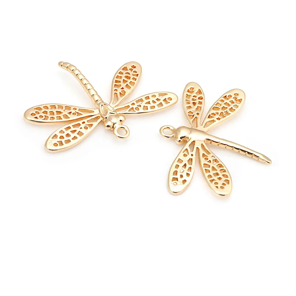 18K Gold Color Brass Dragonfly Charms Pendants High Quality Diy Jewelry Making Supplies Necklace Earrings Accessories for Women