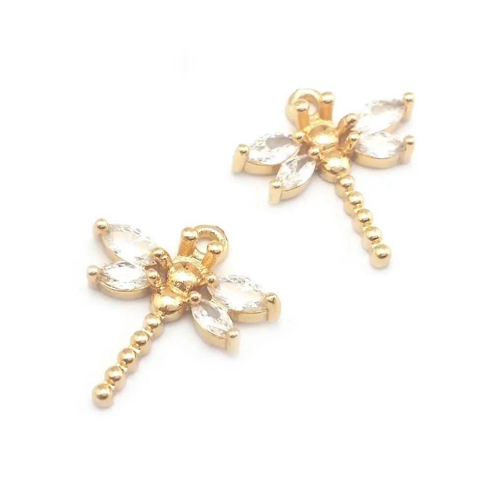 18K Gold Color Brass Dragonfly Charms Pendants High Quality Diy Jewelry Making Supplies Necklace Earrings Accessories for Women
