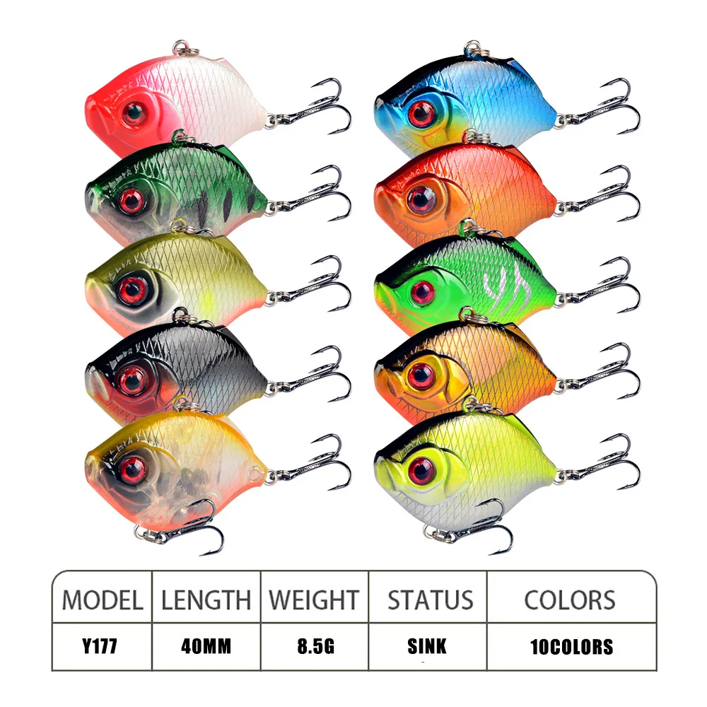 1Pcs 4cm/8.5g Plastic VIB Vibration Artificial Fishing Lures Jigs Trout Winter Fishing Hard Bait Bass Pike Trolling Pesca Tackle