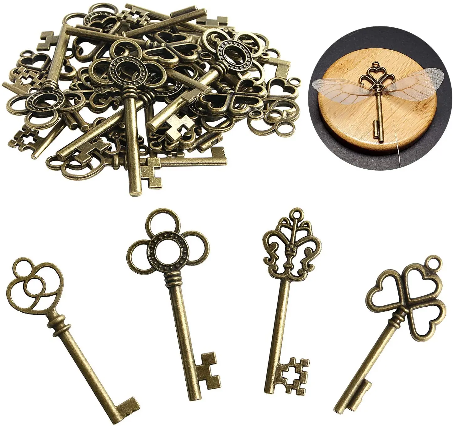 30pcs Vintage Skeleton Keys Potter Flying Keys Charms Gifts DIY Wedding Decorations Home Birthday Party Favor
