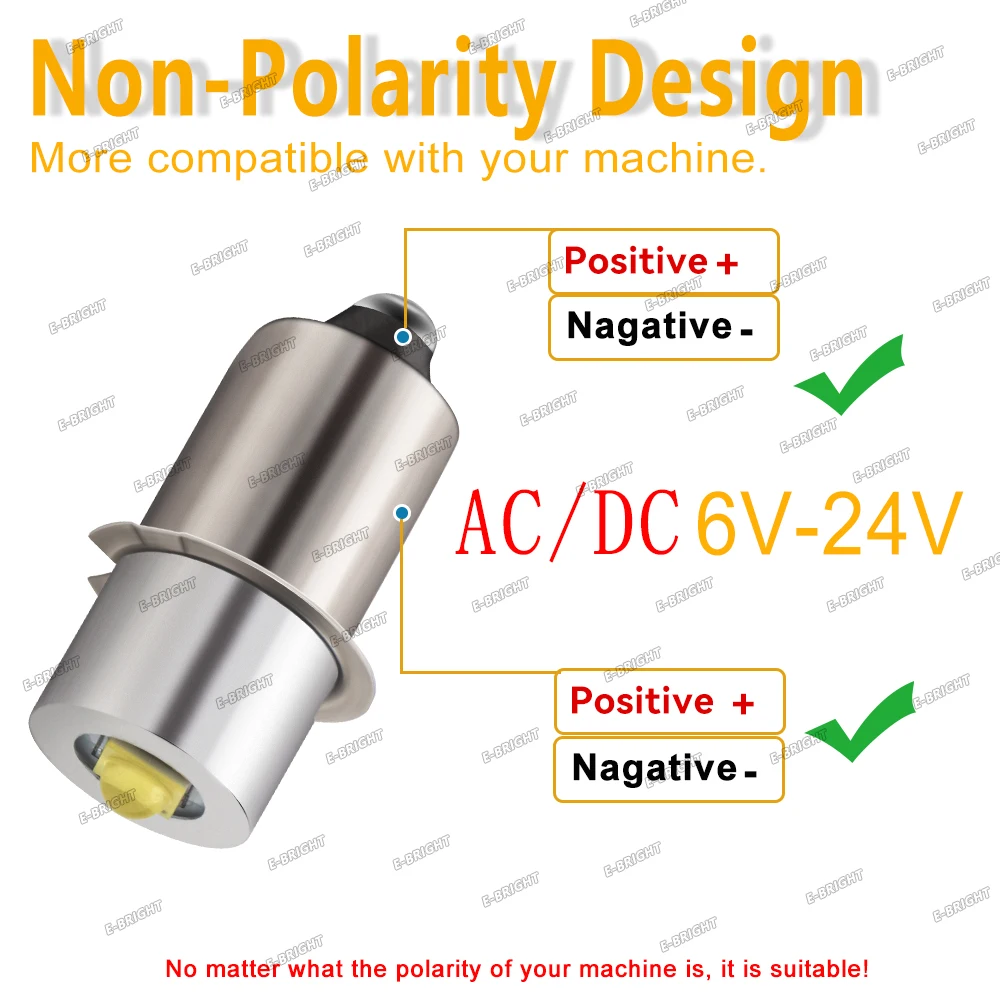 2x P13.5S 3W PR2 Mag Light 7500K E10 LED Cells Maglite Torch Flashlight Replacement Convertonverter 3V 4.5V 6V 12V 18V 24V Lamp