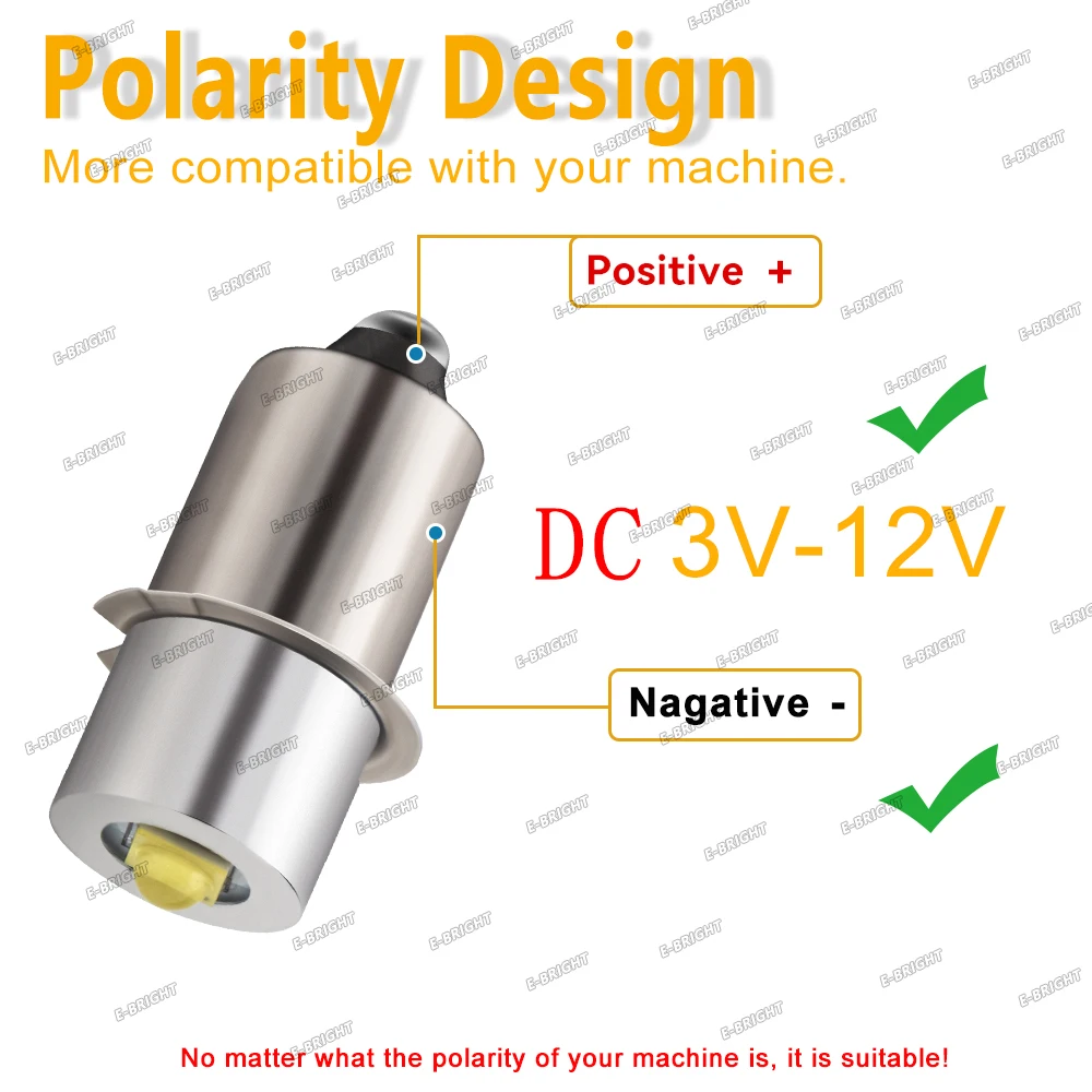 2x P13.5S 3W PR2 Mag Light 7500K E10 LED Cells Maglite Torch Flashlight Replacement Convertonverter 3V 4.5V 6V 12V 18V 24V Lamp