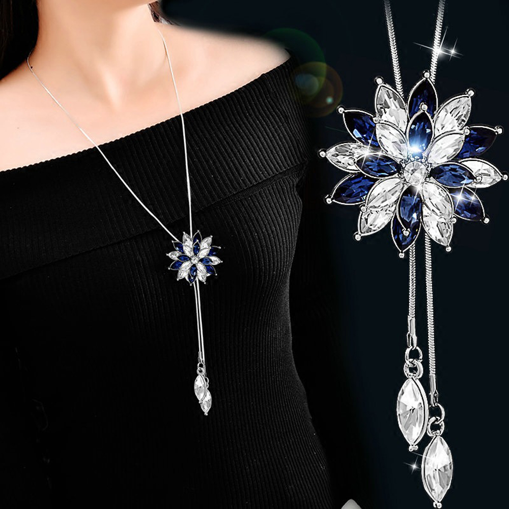 Fashion Elegant Simulated Pearl Choker Necklaces For Women Silver Color Chain Long Necklace Pendant Jewelry Accessories Trendy