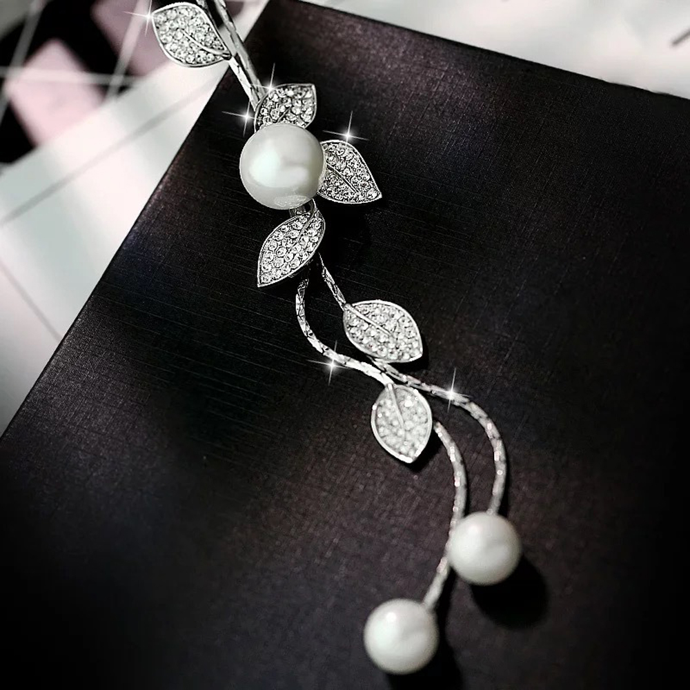 Fashion Elegant Simulated Pearl Choker Necklaces For Women Silver Color Chain Long Necklace Pendant Jewelry Accessories Trendy