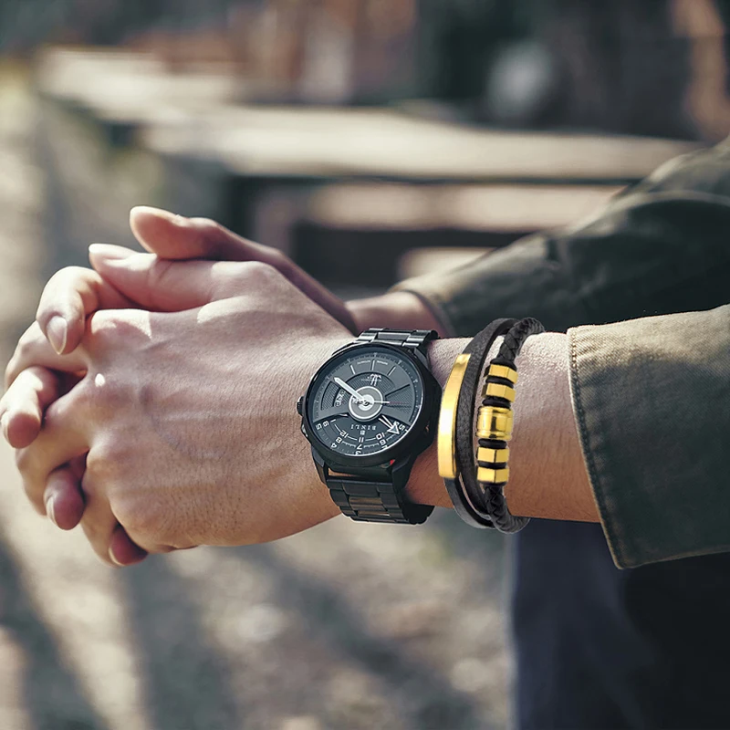 High Quality Luxury Accessories Bracelet Men's Fashion Gift Black Genuine Leather Bracelets DIY Combination Wild Handsome Gift