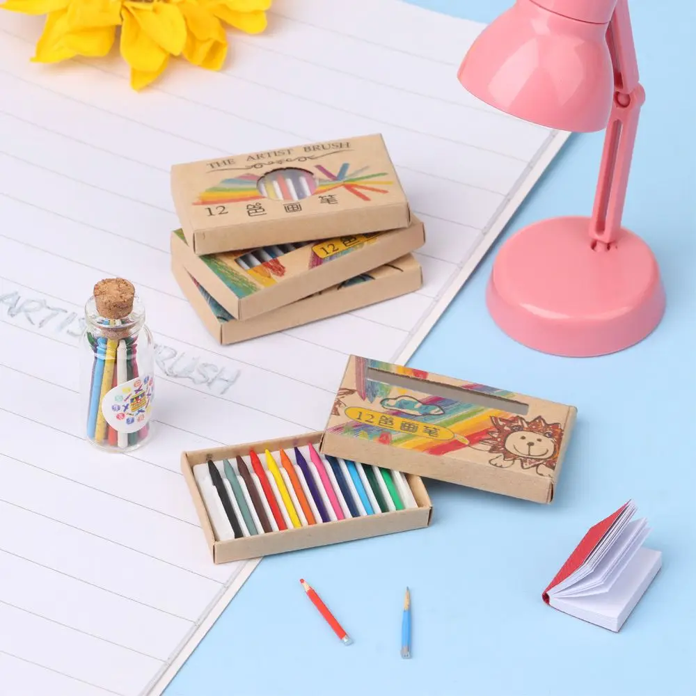 1 Set 8/12/13 Colours Doll Colorful Crayon Color Pencil Dolls Accessories Mini Painting Tools Dollhouse Decoration Scene Model