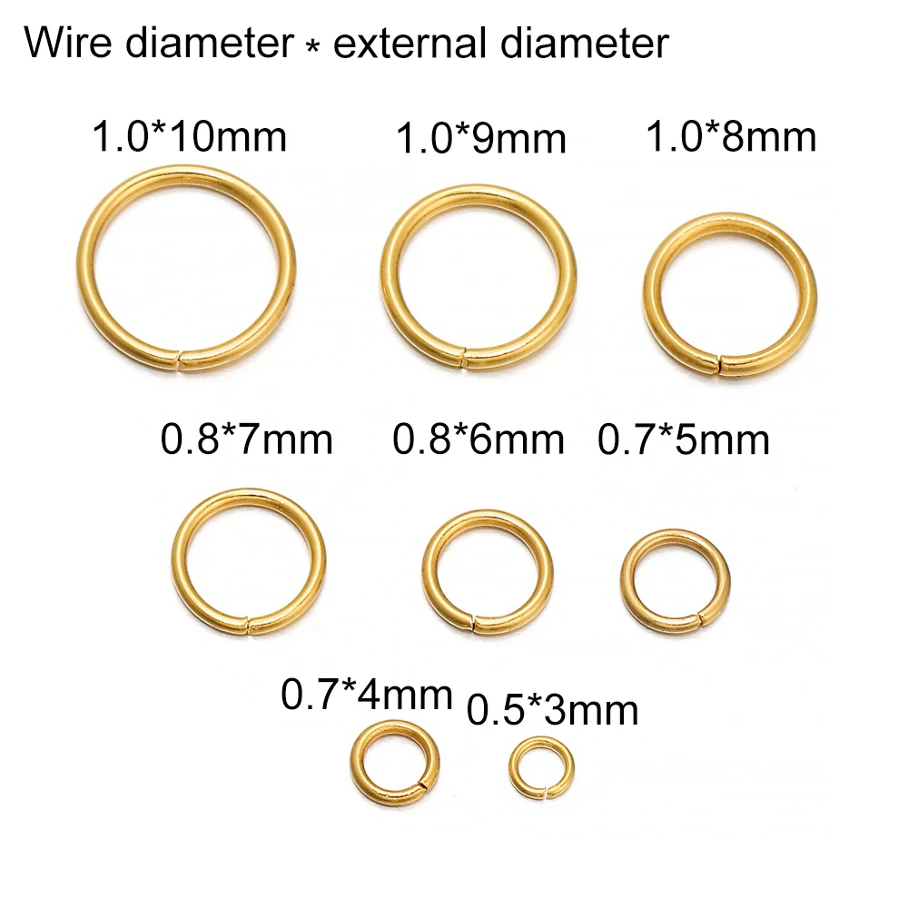 50-200pcs/Lot 3-10mm Stainless Steel Gold Open Jump Rings Split Rings Connector for Jewelry Making Accessories Findings Supplies