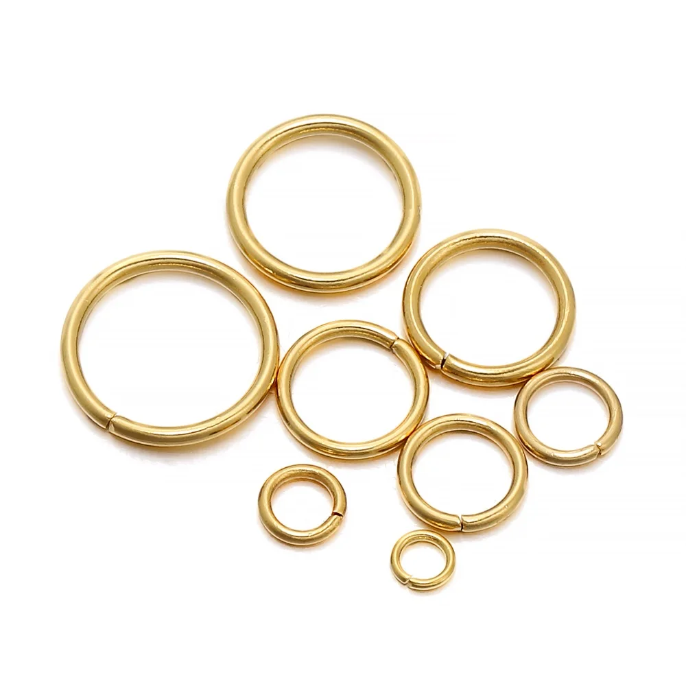 50-200pcs/Lot 3-10mm Stainless Steel Gold Open Jump Rings Split Rings Connector for Jewelry Making Accessories Findings Supplies