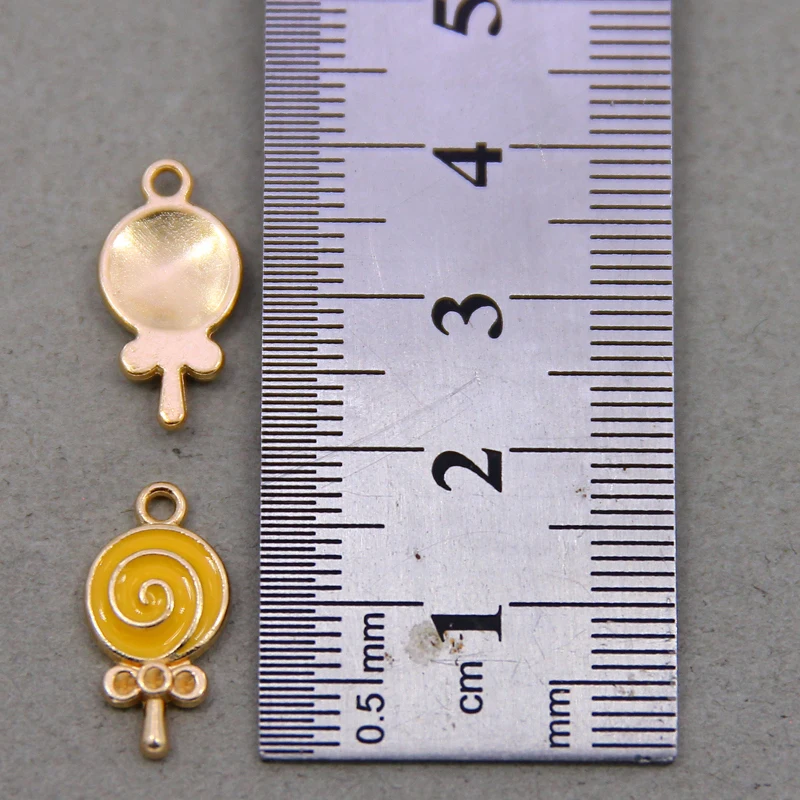 10pcs/lot Enamel Charms Lovely Candy Lollipop Charms Alloy Lolly Pendants Bracelets Accessories DIY Jewelry Making Finding