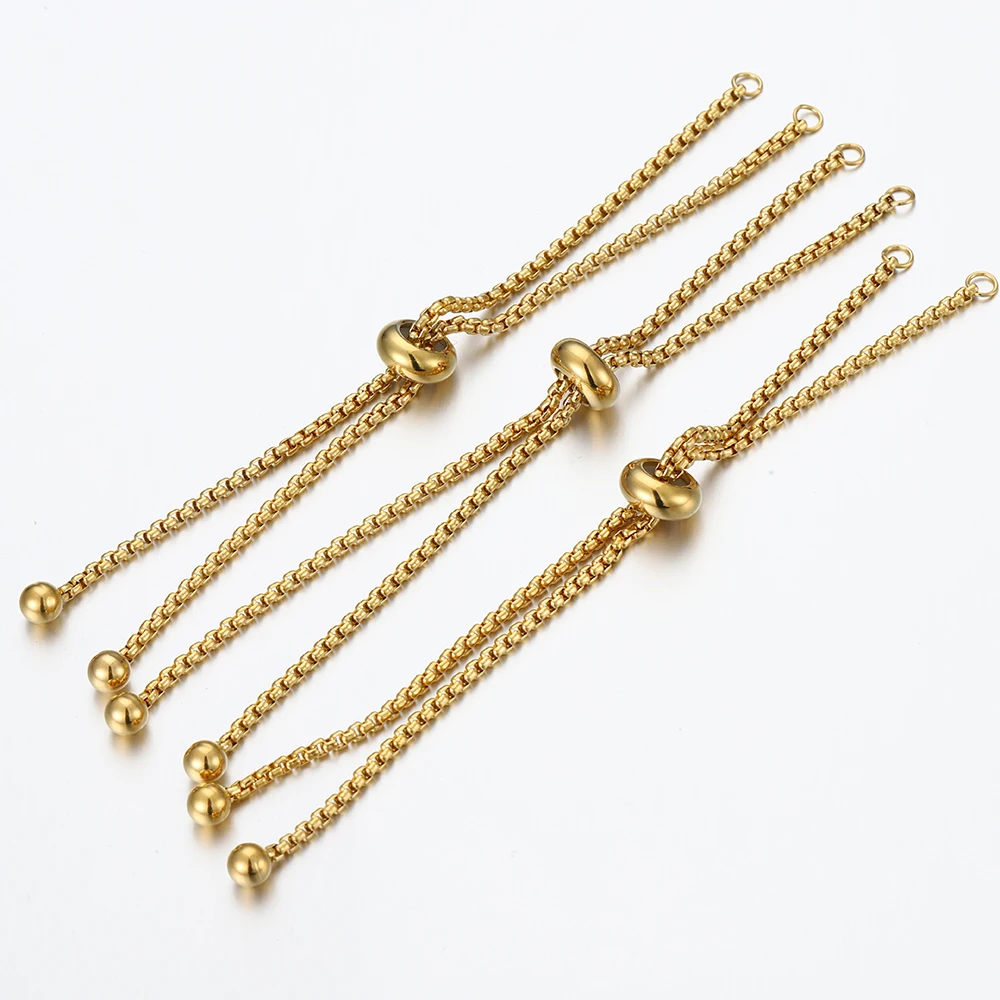 3pcs Stainless Steel Adjustable Slider Chain for Jewelry Making DIY Loops Connector Pendants Bracelets Chain Material Findings