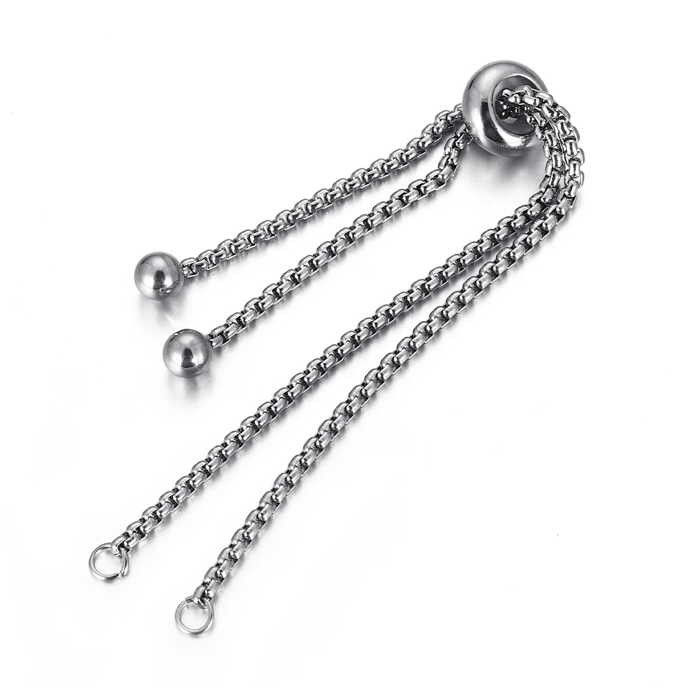 3pcs Stainless Steel Adjustable Slider Chain for Jewelry Making DIY Loops Connector Pendants Bracelets Chain Material Findings