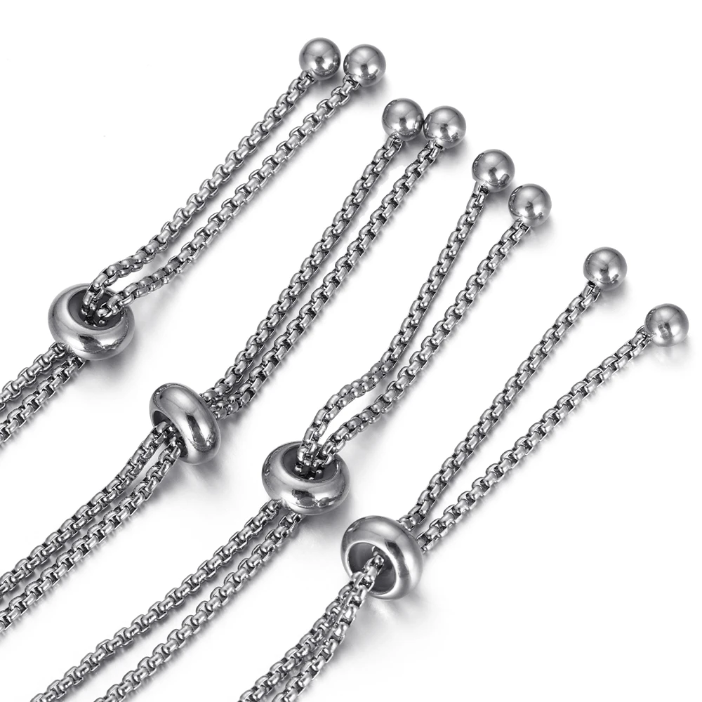 3pcs Stainless Steel Adjustable Slider Chain for Jewelry Making DIY Loops Connector Pendants Bracelets Chain Material Findings