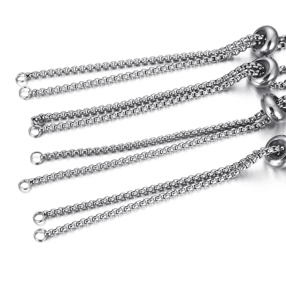 3pcs Stainless Steel Adjustable Slider Chain for Jewelry Making DIY Loops Connector Pendants Bracelets Chain Material Findings