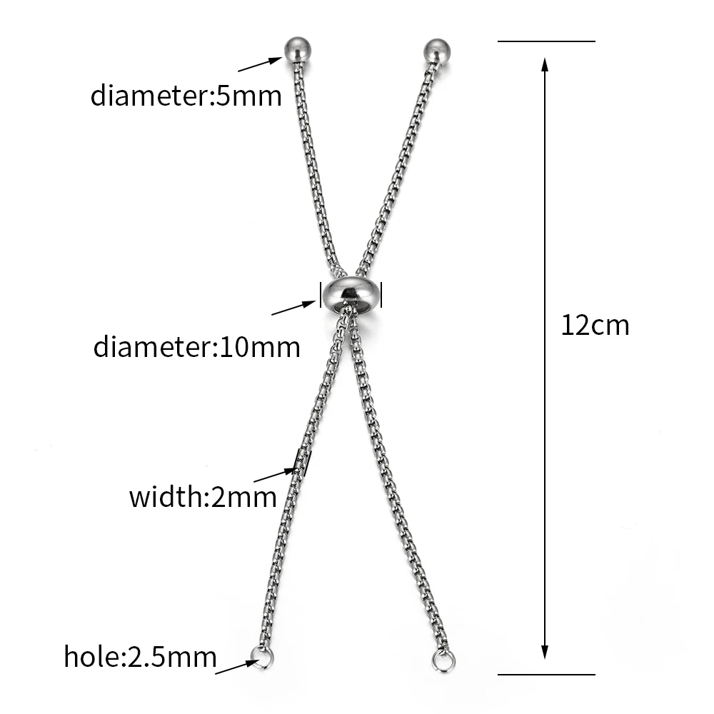 3pcs Stainless Steel Adjustable Slider Chain for Jewelry Making DIY Loops Connector Pendants Bracelets Chain Material Findings