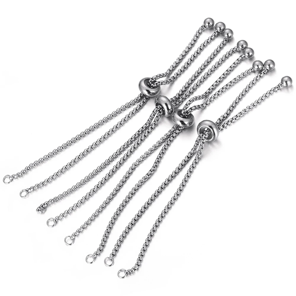3pcs Stainless Steel Adjustable Slider Chain for Jewelry Making DIY Loops Connector Pendants Bracelets Chain Material Findings