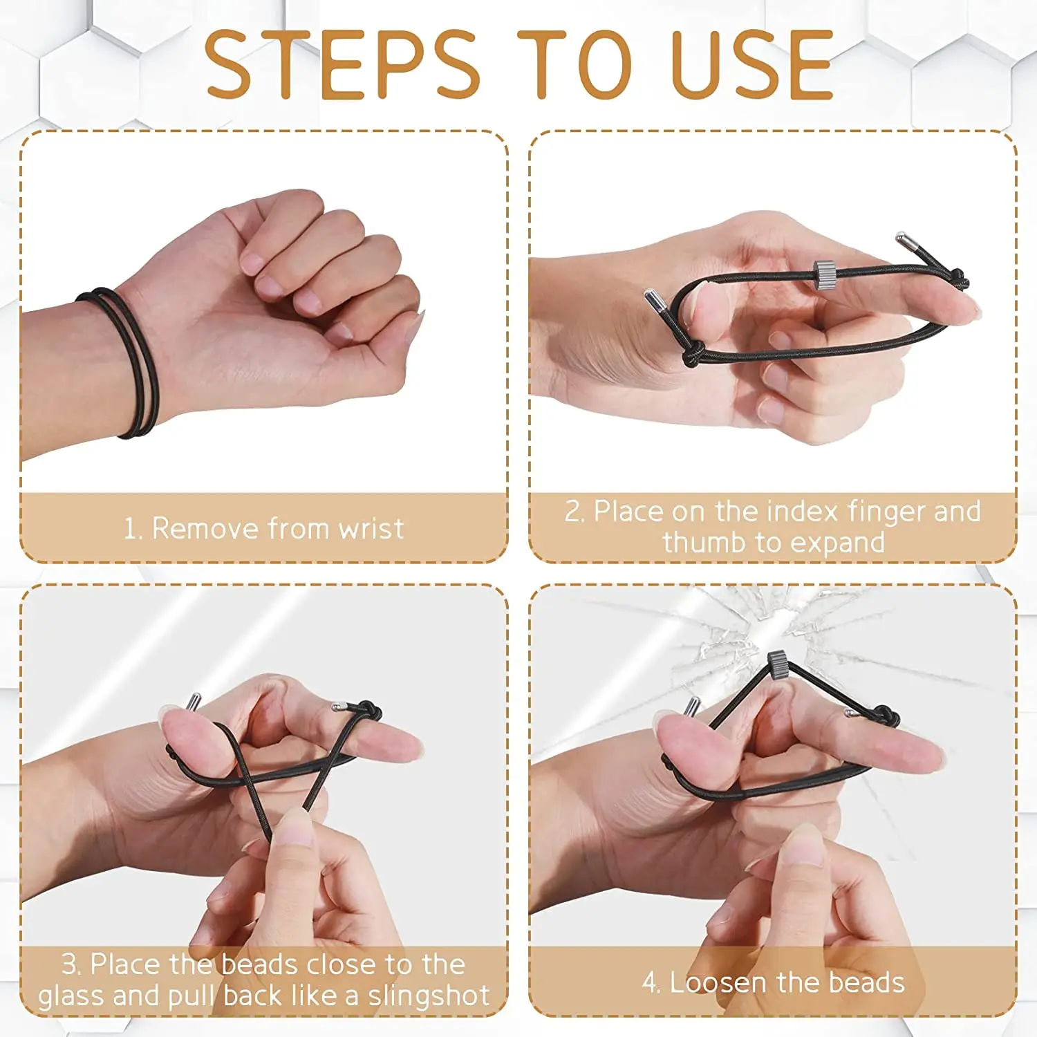 Car Window Glass Breaker Bracelet Wrist Strap with Tungsten Carbide Bead Emergency Rapid Escape Safety Self Rescue Tool Lifeline