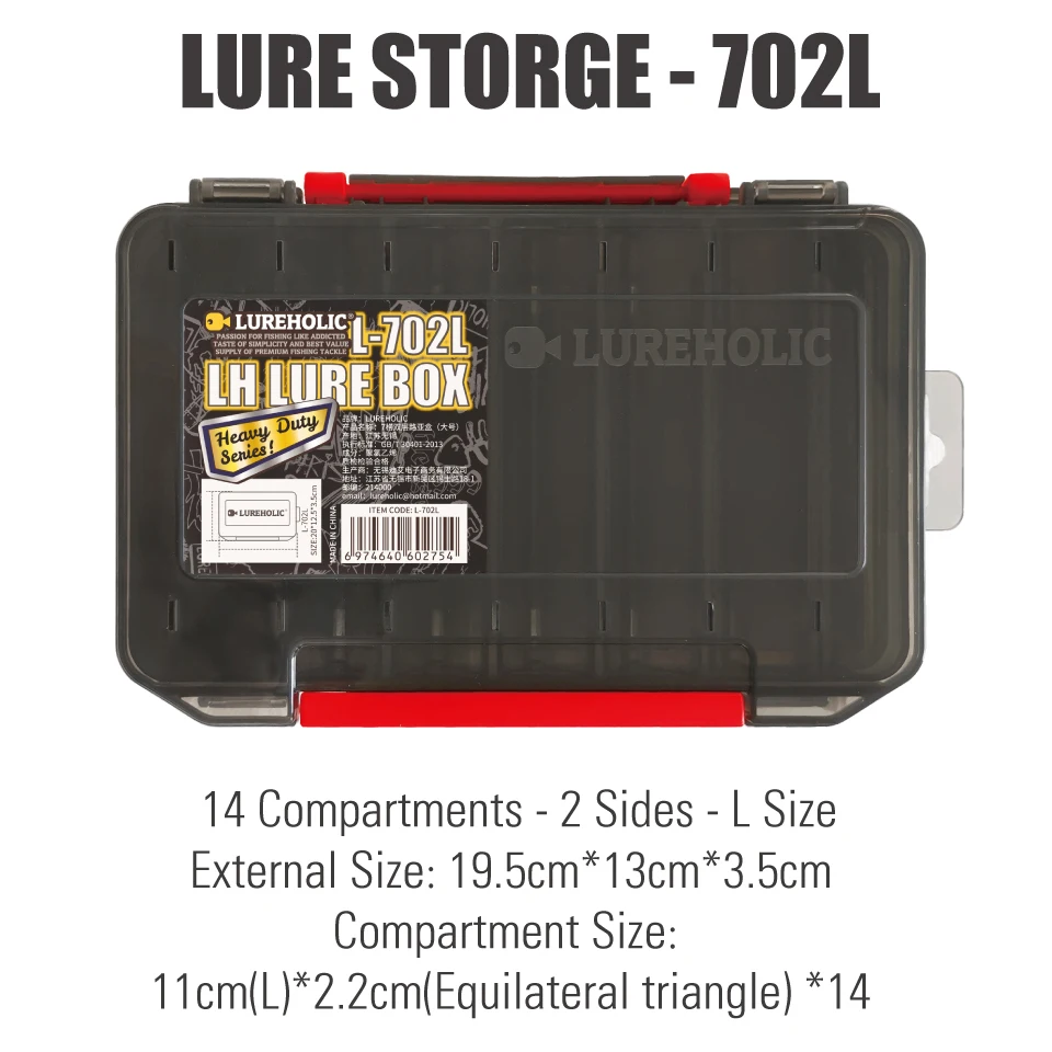LUREHOLIC Lure Box FishingTackle Storage Hard Lure Soft Worm Tungsten Weight Jig Head Hooks Storage PVC Boxes