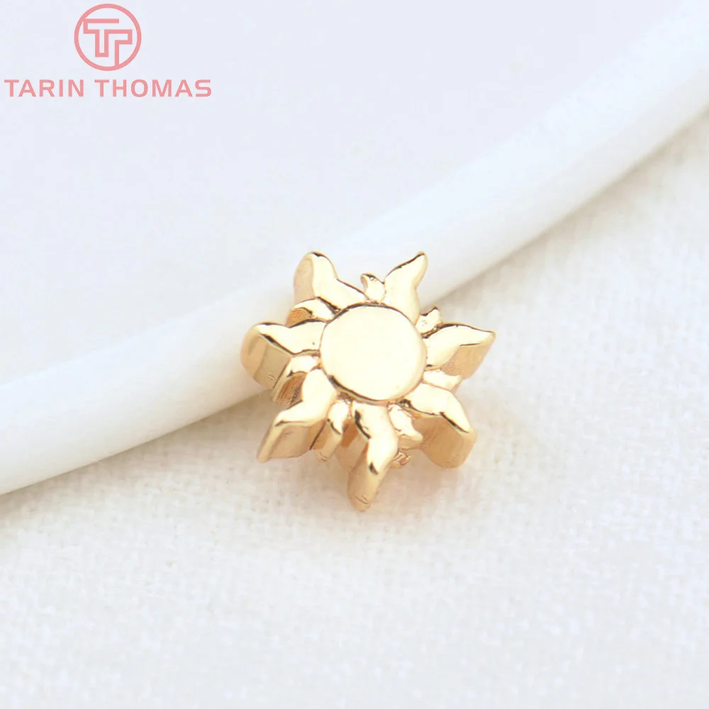 (4526) 6PCS 4x8MM 24K Gold Color Brass Sun Spacer Beads Bracelet Beads Quality Diy Jewelry Findings Accessorie Wholesales