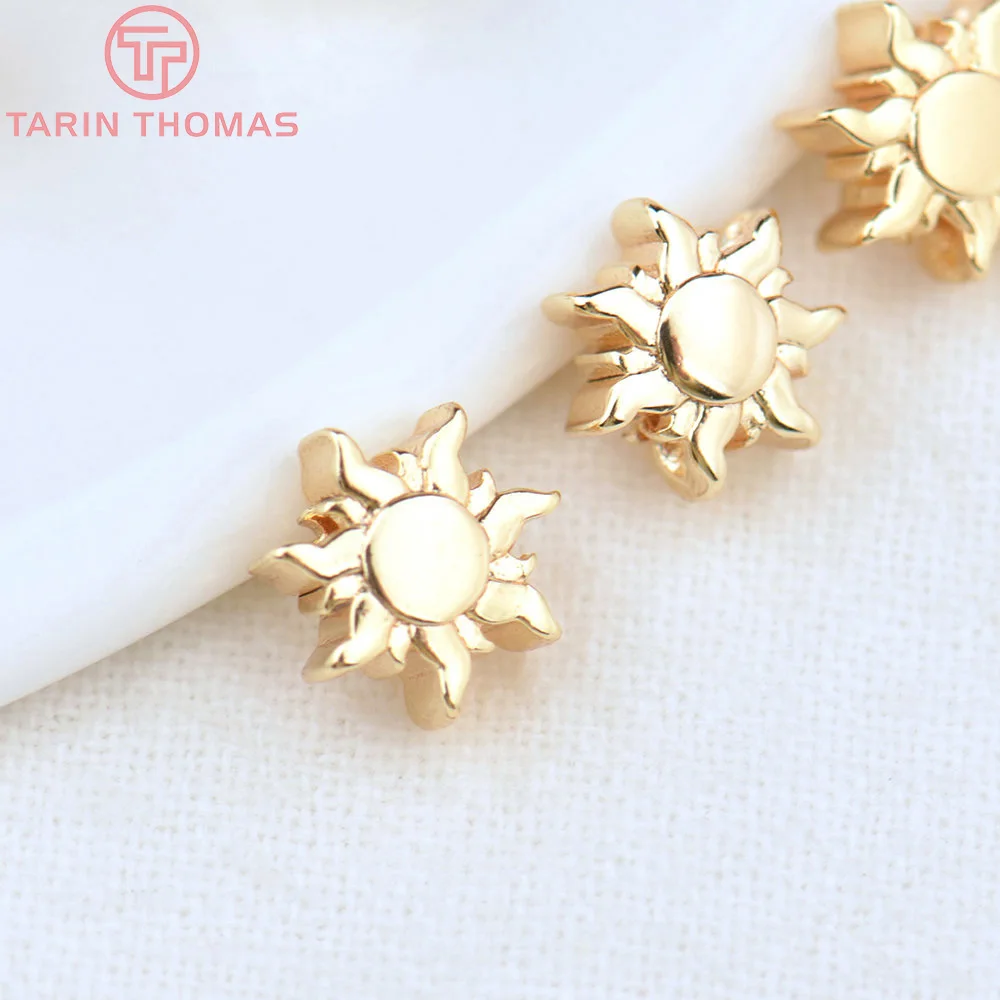 (4526) 6PCS 4x8MM 24K Gold Color Brass Sun Spacer Beads Bracelet Beads Quality Diy Jewelry Findings Accessorie Wholesales